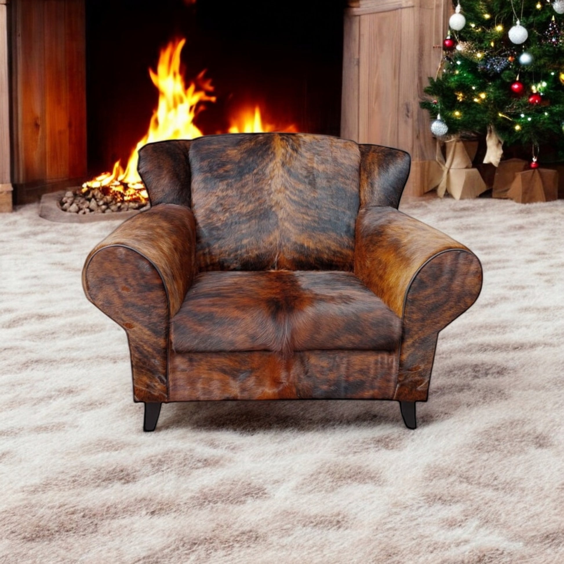 Bommel fauteuil in exotic koeienhuid