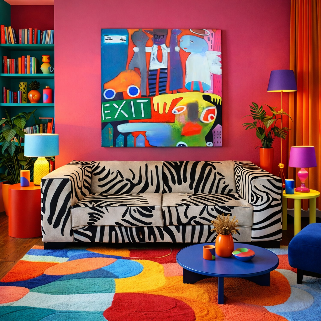 Kubus 3-zitsbank in koeienhuid met zebraprint